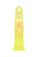 Lüks Kaliteli Elbise Modellerinden Sequin Yellow Dress