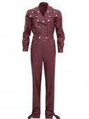 Lüks Kaliteli Tulum  Modellerinden suni deri bordo tulum