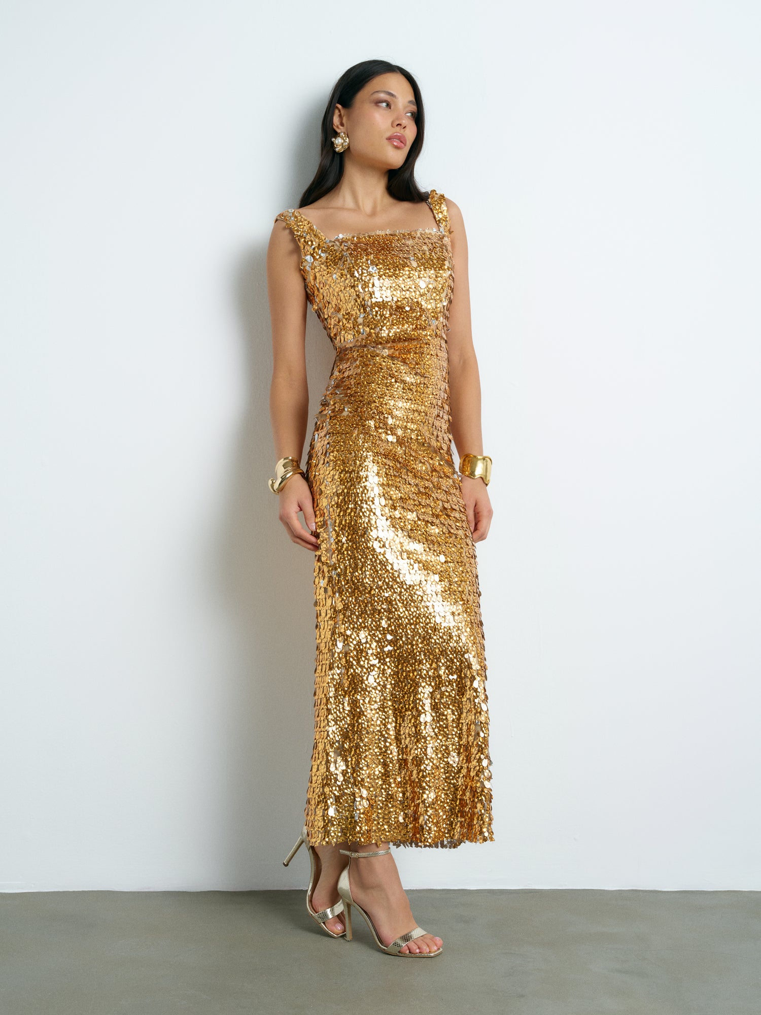 Gold Sleevles Dress